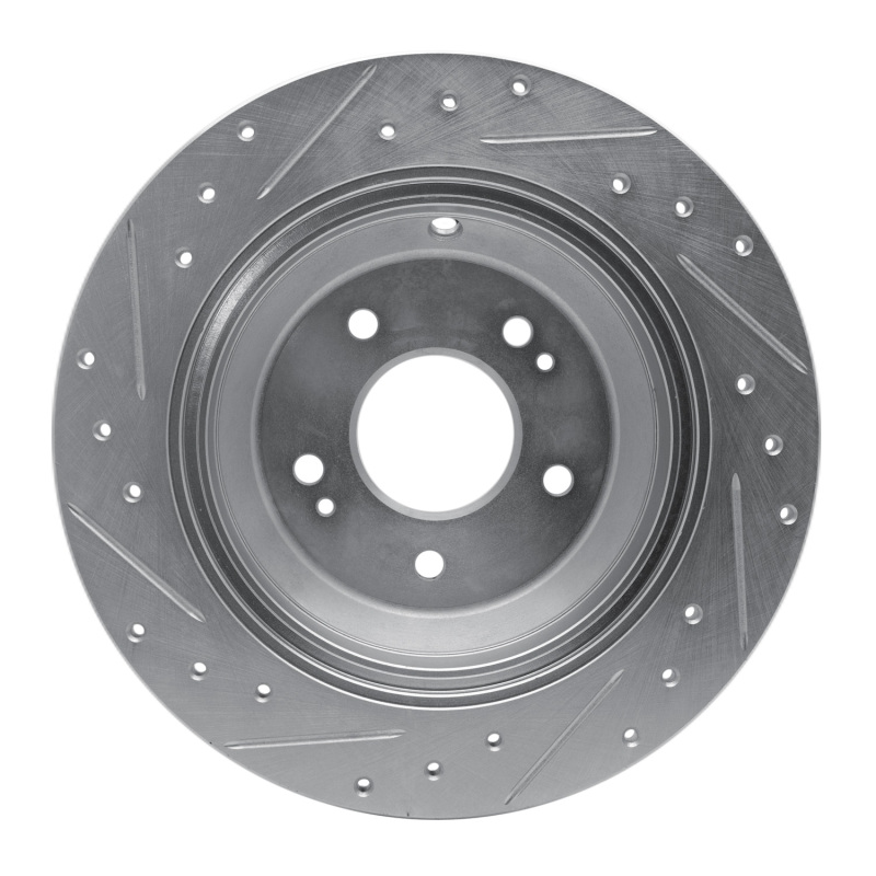 Genesis G80 Brake Rotor (1) - Rear Right - R1 Concepts - Drilled & Slotted - Silver - `09-`20